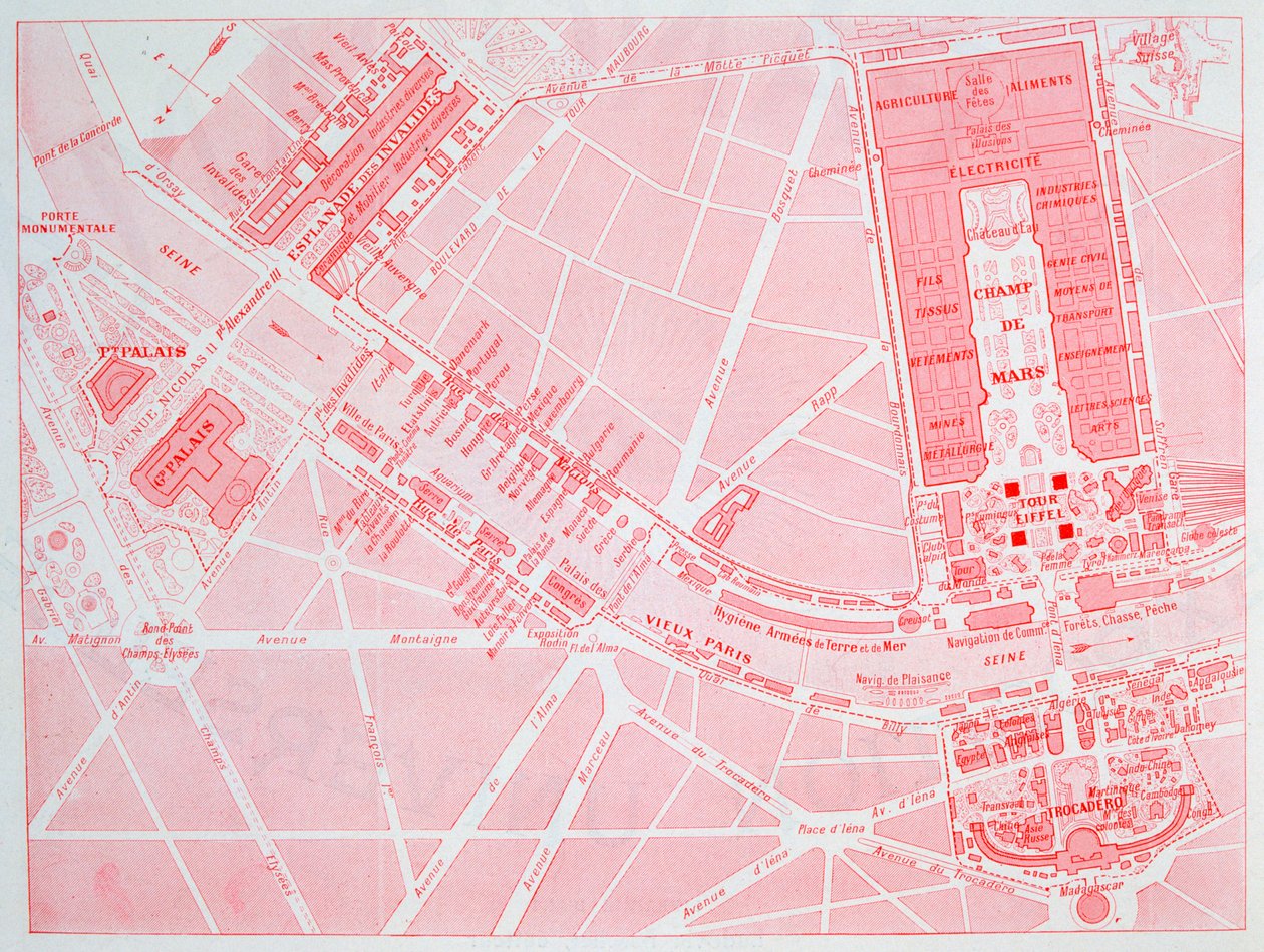 Kort over verdensudstillingen i Paris, 1900 af Unbekannt