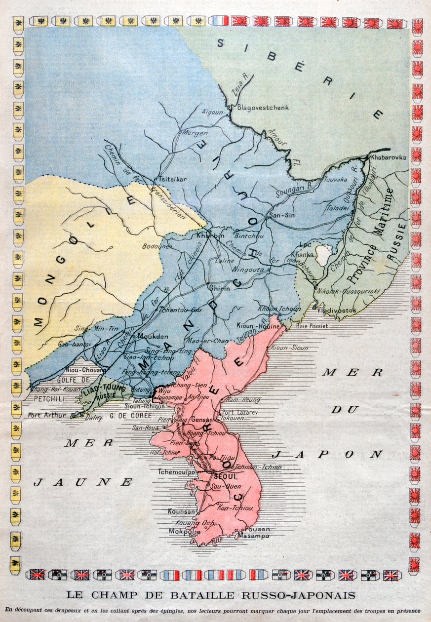 Kort over den russisk-japanske krig, 1904 af Unbekannt