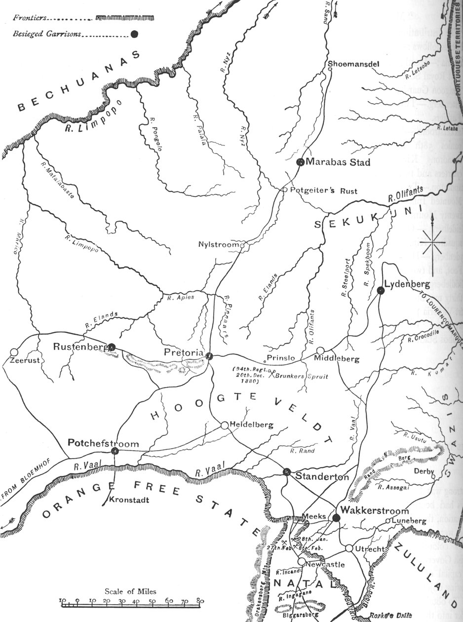Kort over krigsteatret i Transvaal, c1880 af Unbekannt