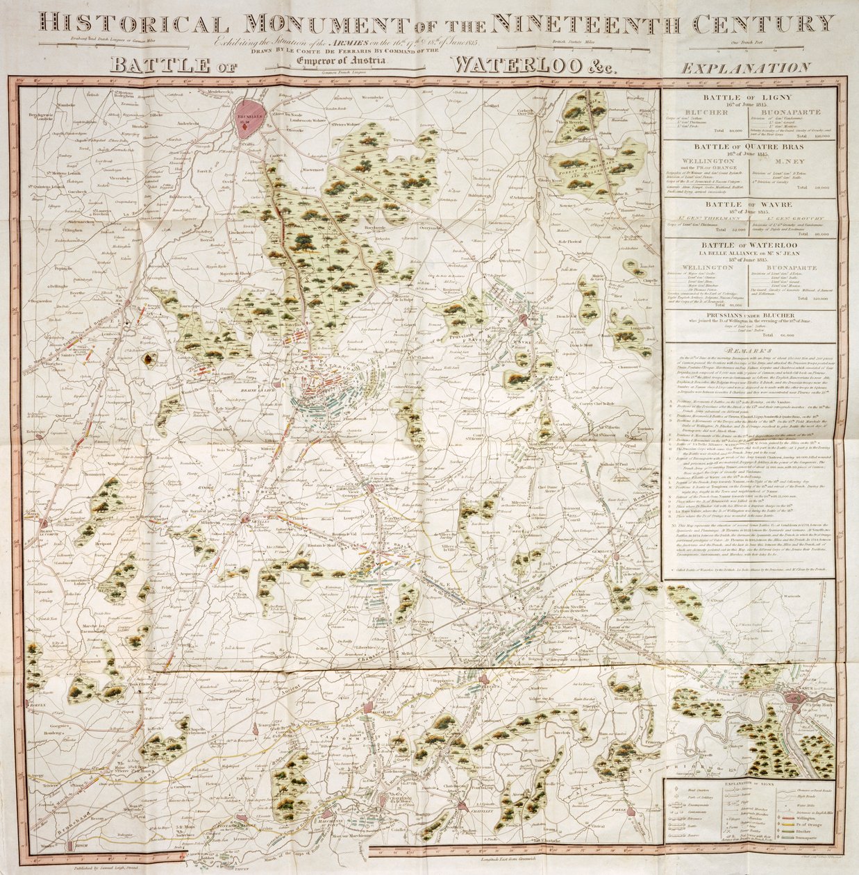 Kort over Waterloo-kampagnen, 1815, Walmer Castle, Kent af Unbekannt