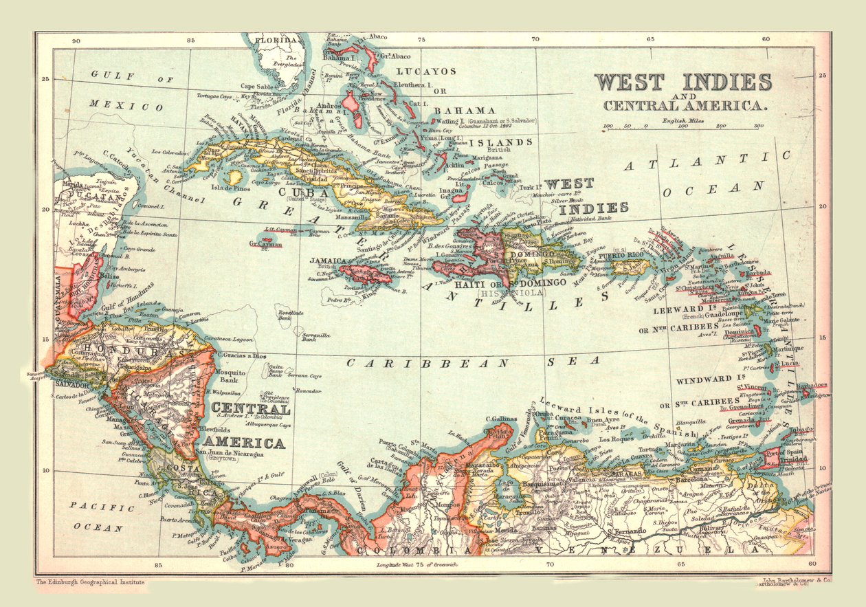 Kort over Vestindien og Mellemamerika, 1902. af Unbekannt