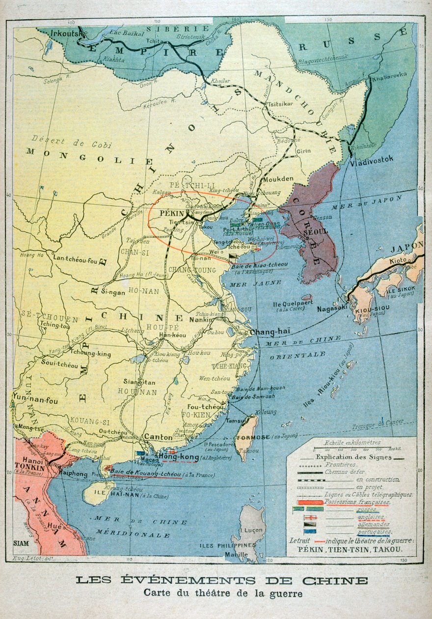 Kort over krigens teater i Kina, 1900 af Unbekannt