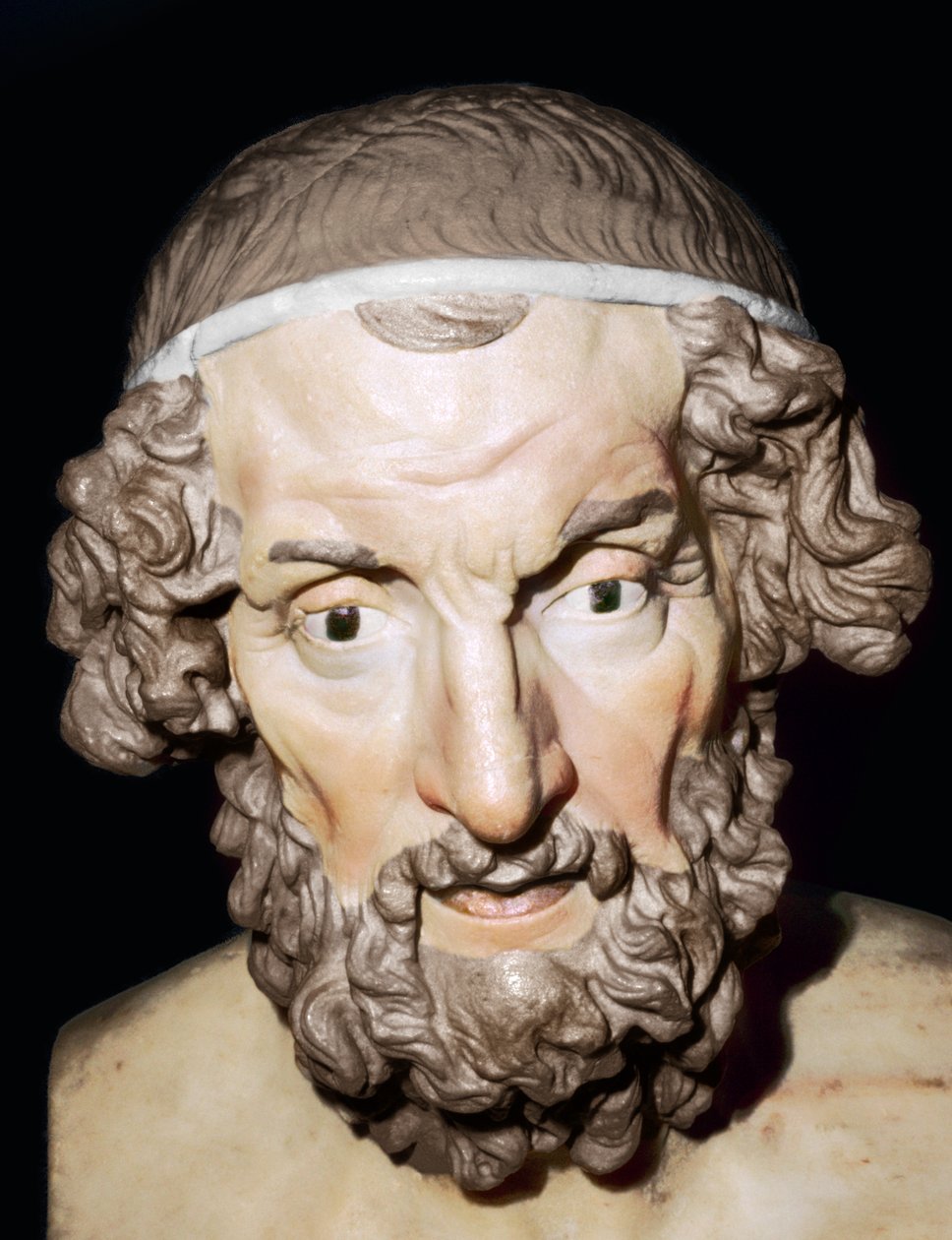 Marmor portrætbuste af Homer, romersk, fra Baiae, Campania, Italien, 1.-2. århundrede. af Unbekannt