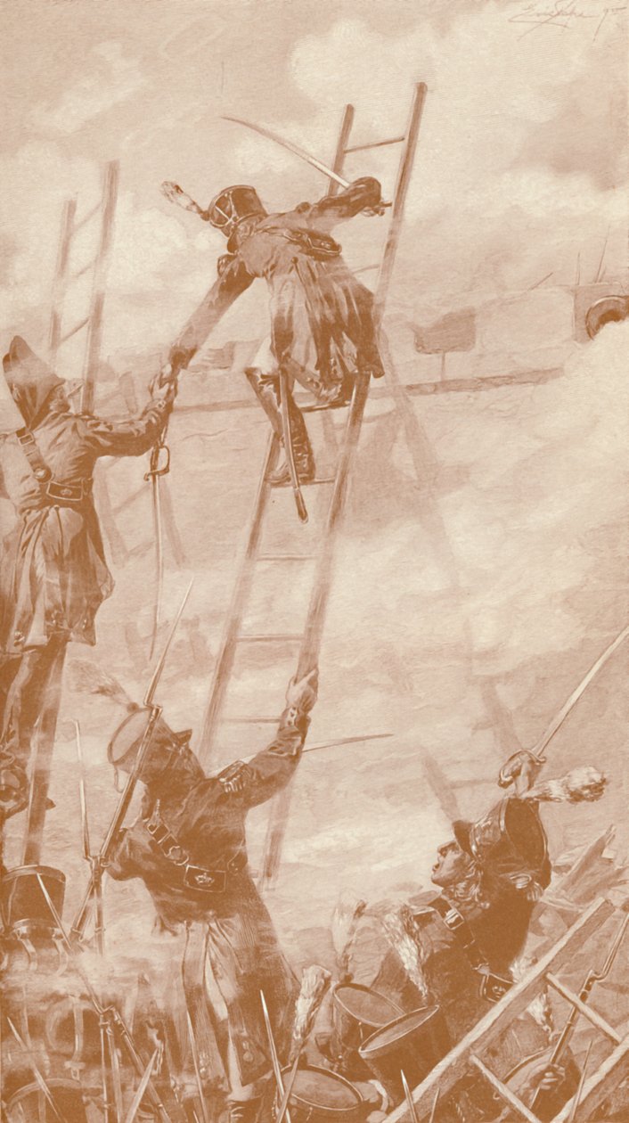 Marbot og Labédoyère skalerer muren i Ratisbon, 1809, 1896 af Unbekannt