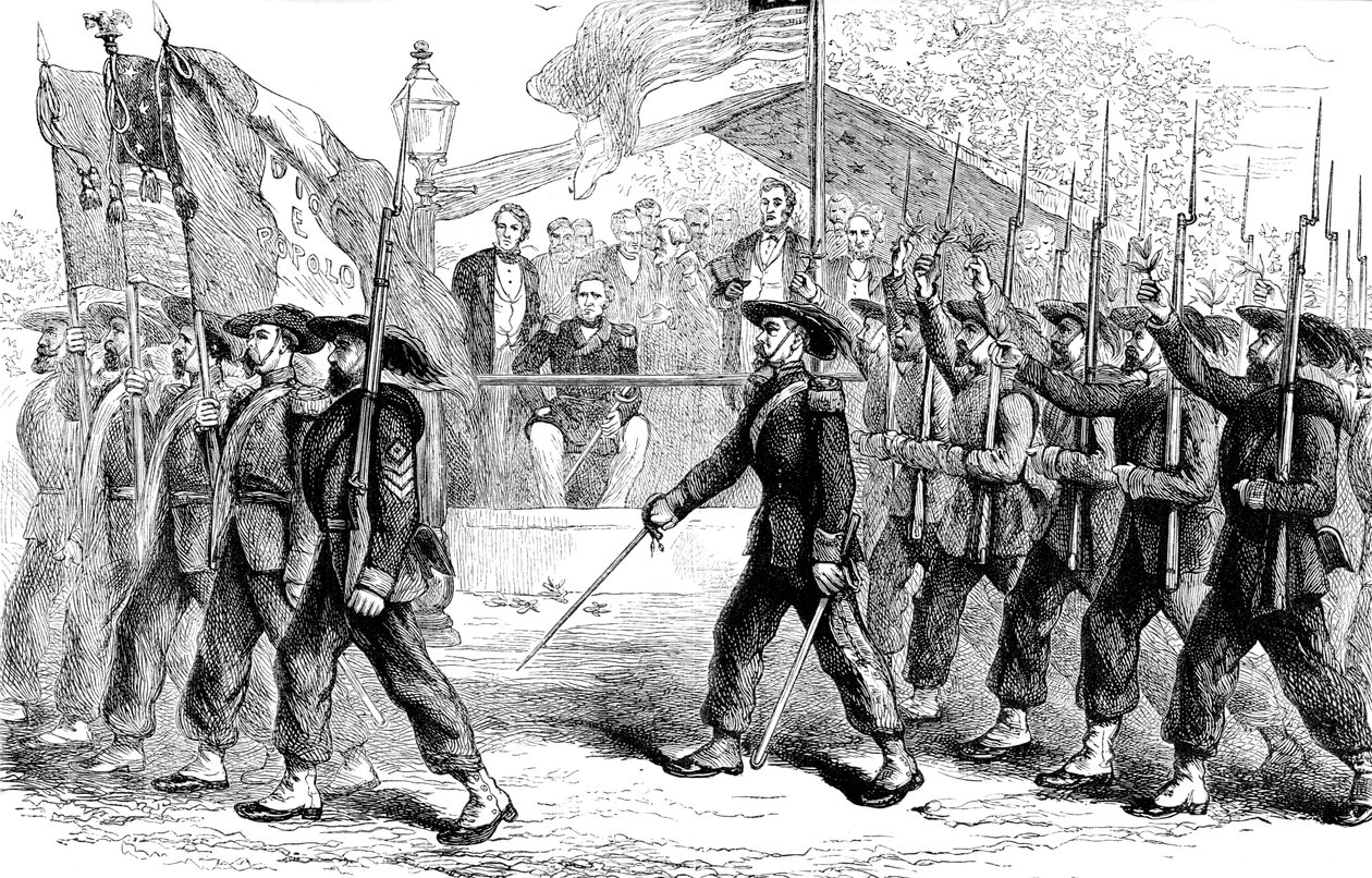 Marts fortid for Garibaldi-garden før præsident Lincoln, 1861-1865 c1880 af Unbekannt