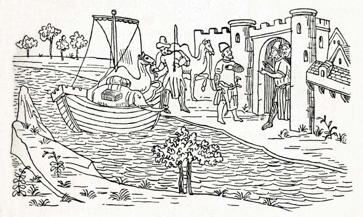 Marco Polo lander i Ormuz, c1300, 1912 af Unbekannt