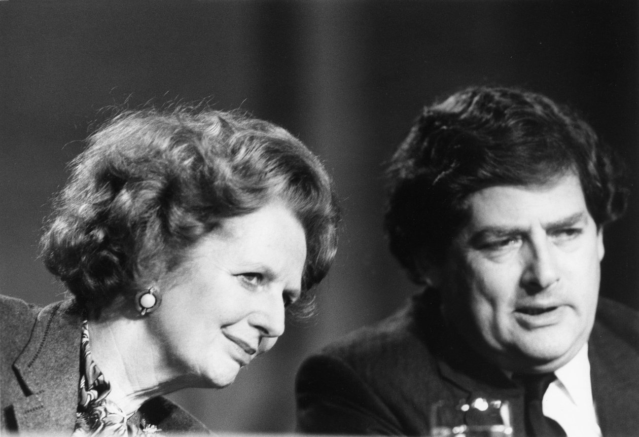 Margaret Thatcher og Nigel Lawson, britiske politikere, ca. 1980