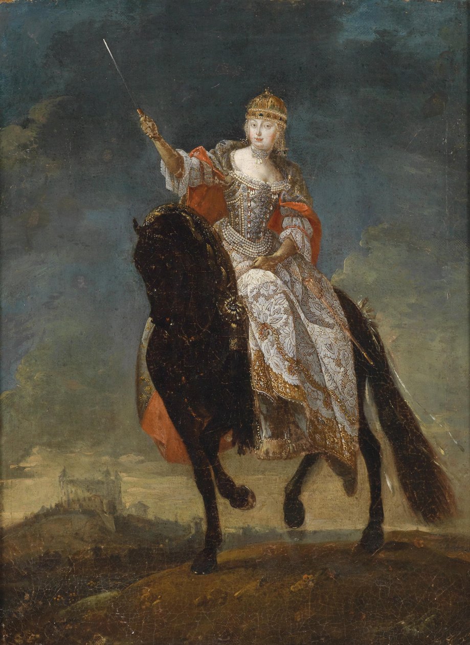 Maria Theresia som dronning af Ungarn på den kronende bakke Pressburg, midten af det 18. århundrede. af Unbekannt