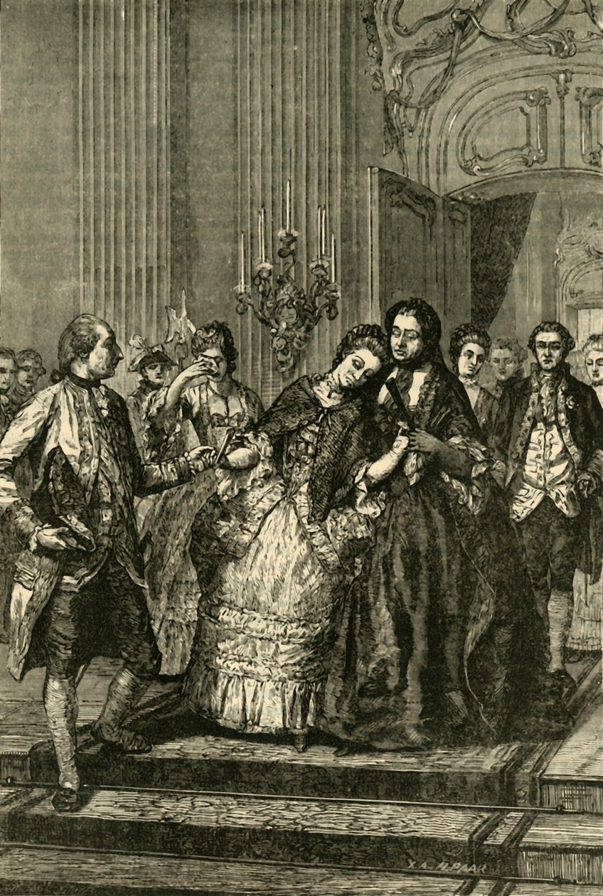 Marie Antoinette tager afsked med moderen, 1770, 1890. af Unbekannt