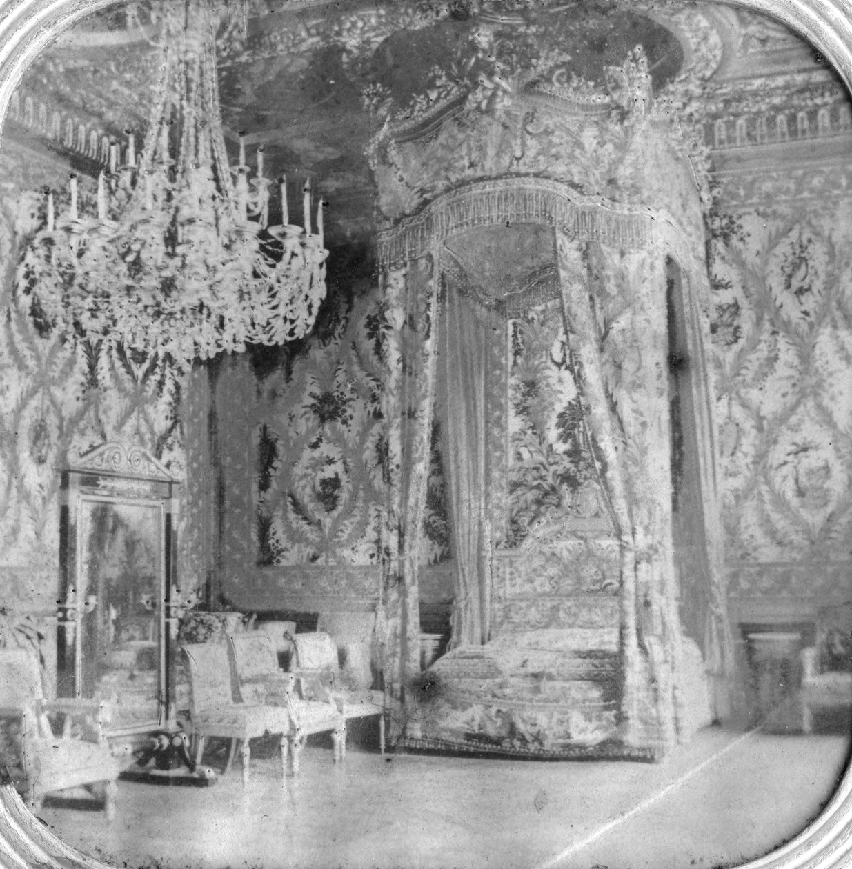 Marie Antoinettes soveværelse, Palace of Fontainebleau, Frankrig, slutningen af det 19. eller begyndelsen af det 20. århundrede af Unbekannt