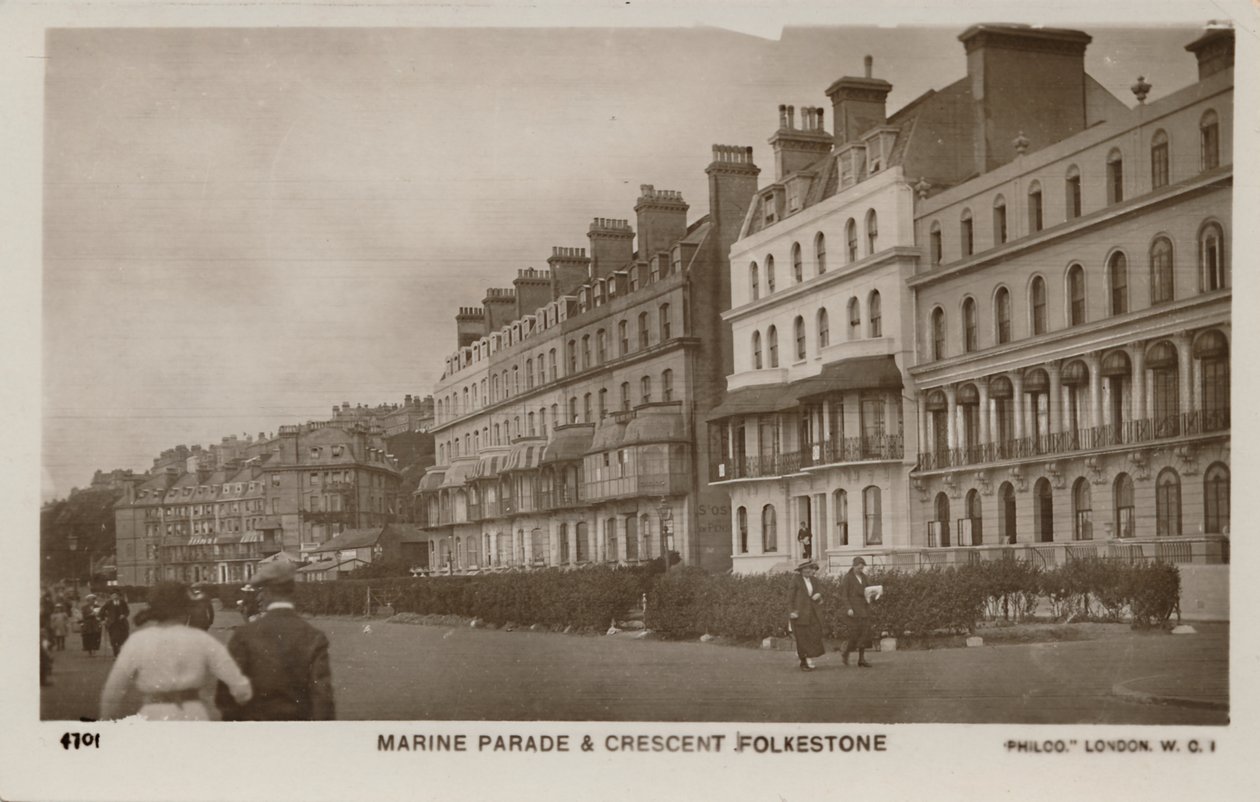 Marine Parade & Crescent Folkestone, slutningen af det 19.-begyndelsen af det 20. århundrede af Unbekannt