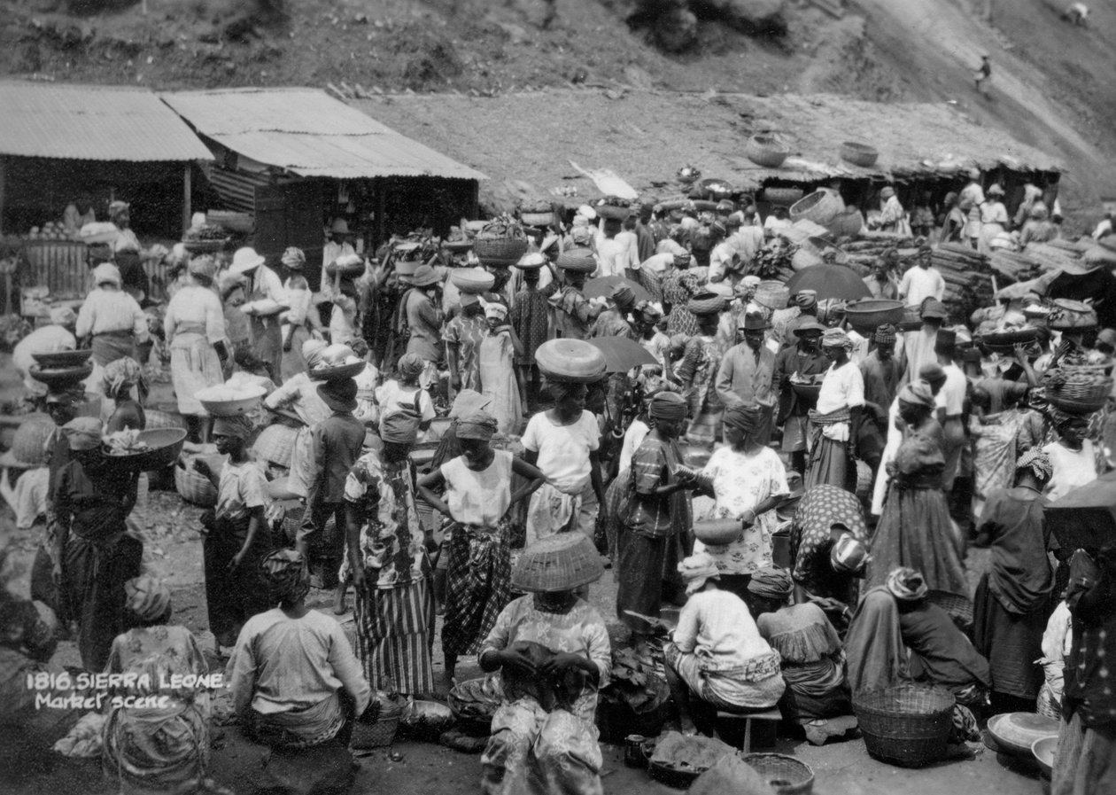 Markedsscene, Sierra Leone, 20. århundrede af Unbekannt