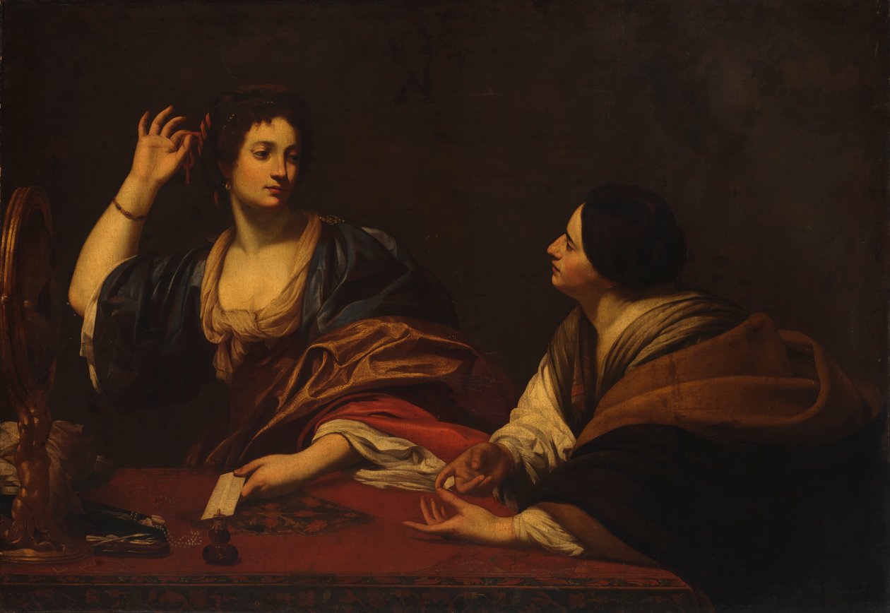 Martha skælder ud på sin forfængelige søster Maria Magdalena, 1600-tallet. af Unbekannt