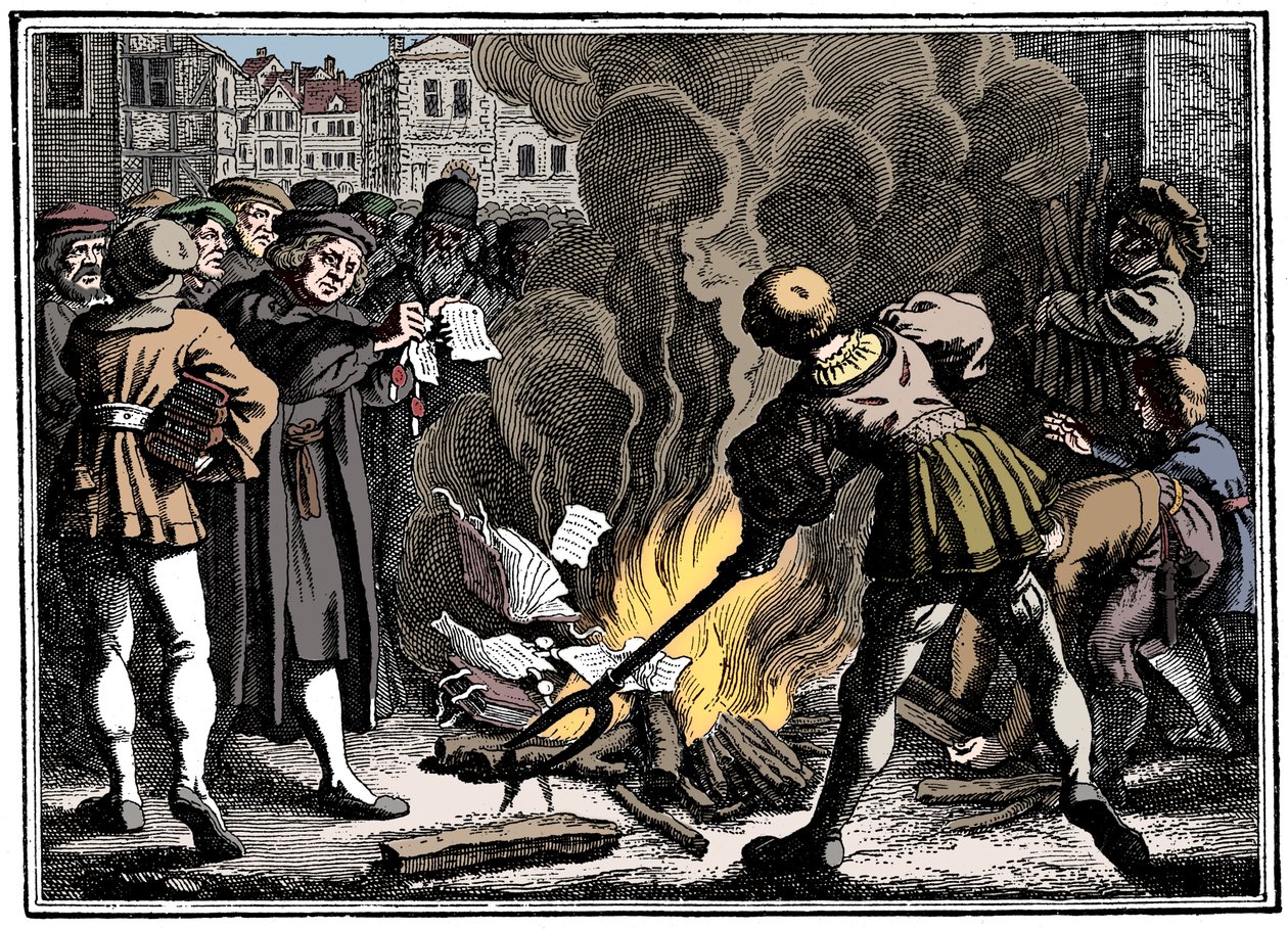 Martin Luther brænder den pavelige tyr, 1520 af Unbekannt