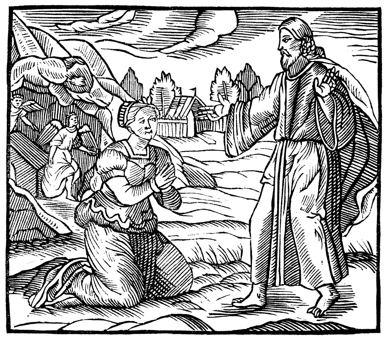Maria Magdalene ser åbenbaringen af den opstandne Jesus Kristus, c1500 af Unbekannt