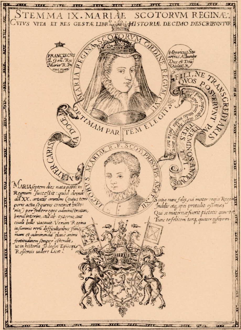 Mary, Queen of Scots 1542-1587 og King James VI og I 1566-1625, 1889 af Unbekannt