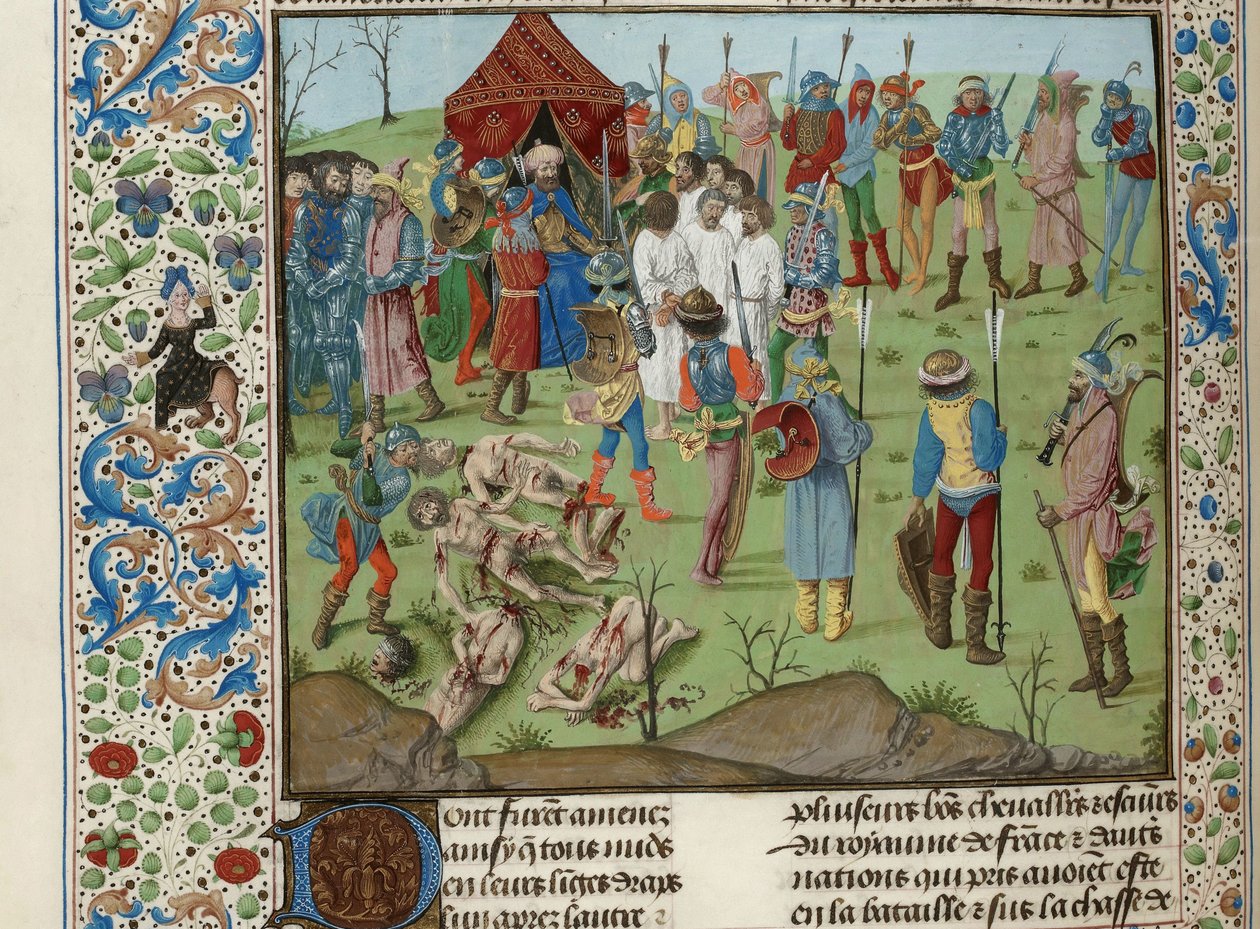 Massakre på de kristne efter slaget ved Nicopolis, ca 1470-1475. af Unbekannt