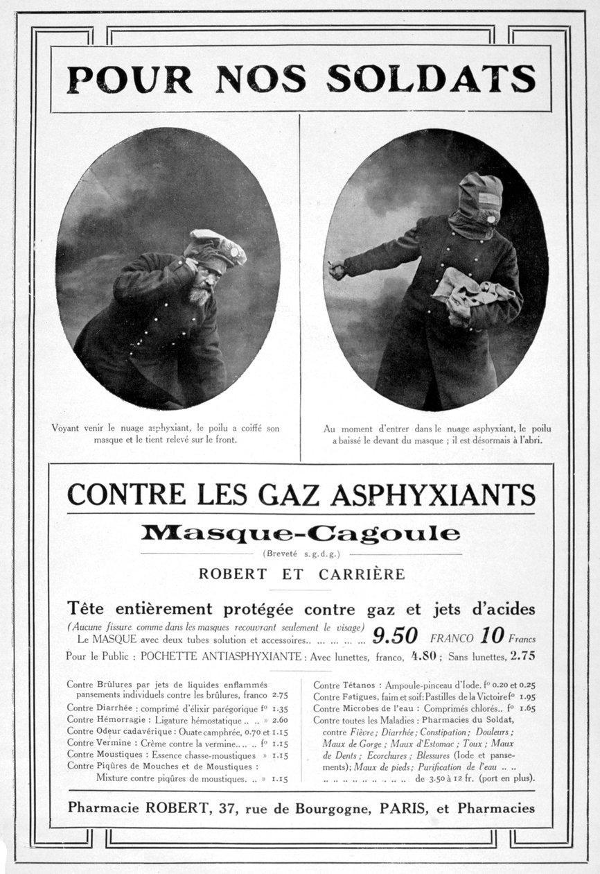 Gasmaskeannonce, 1915 af Unbekannt