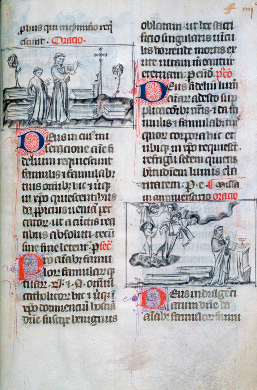 Messe for de begravede på en kirkegård og jubilæumsmesse for de dødes sjæle, 1300-tallet af Unbekannt