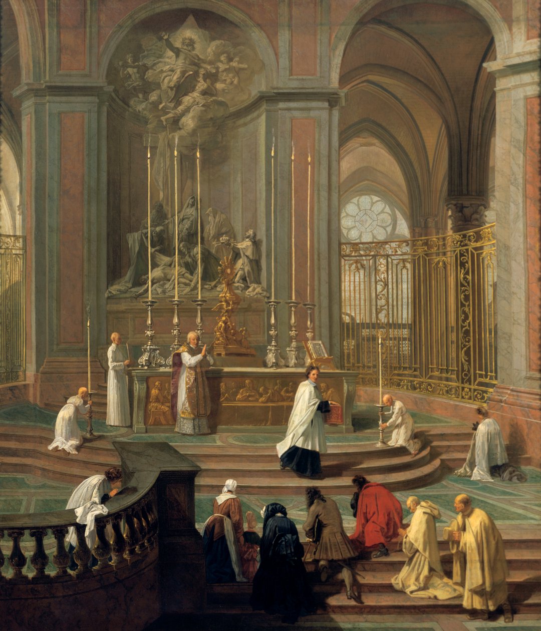 Messe sagt af canon de la Porte, eller hovedalteret i Notre Dame, Paris, 1708-1710 af Unbekannt