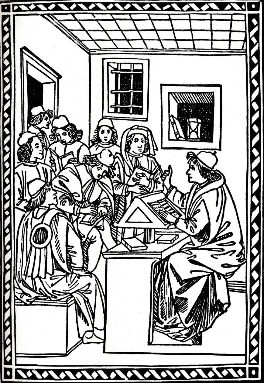 Mester med sine Elever. Christoforo Landino, 1492, 1917 af Unbekannt