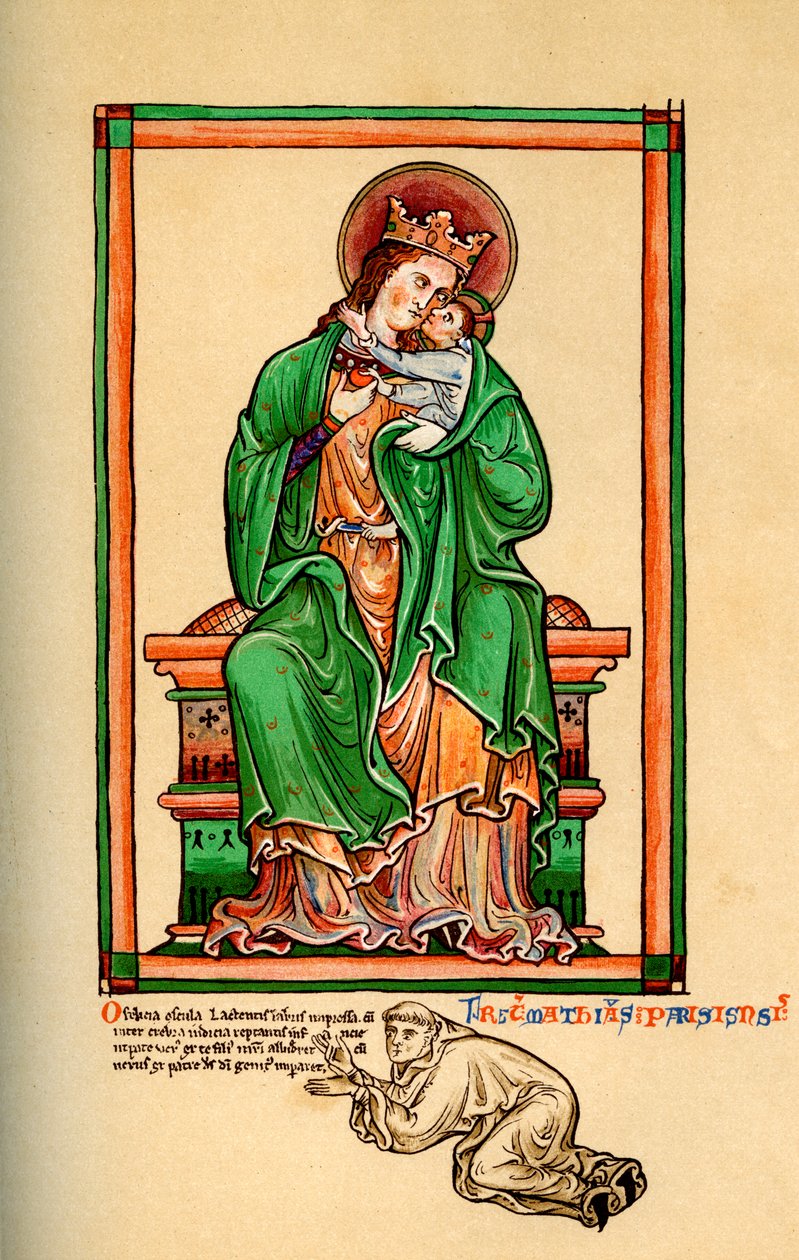 Matthew Paris ved fødderne af Jomfruen og Barnet, 13. århundrede, 1892 af Unbekannt