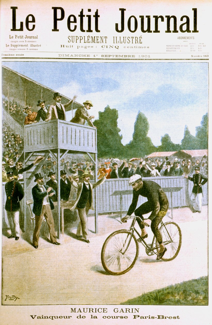 Maurice Garin vandt Paris-Brest cykelløbet, 1901 af Unbekannt
