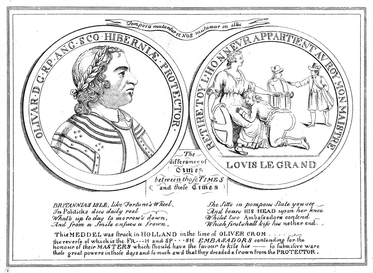 Medalje fra Oliver Cromwells tid, 1600-tallet af Unbekannt