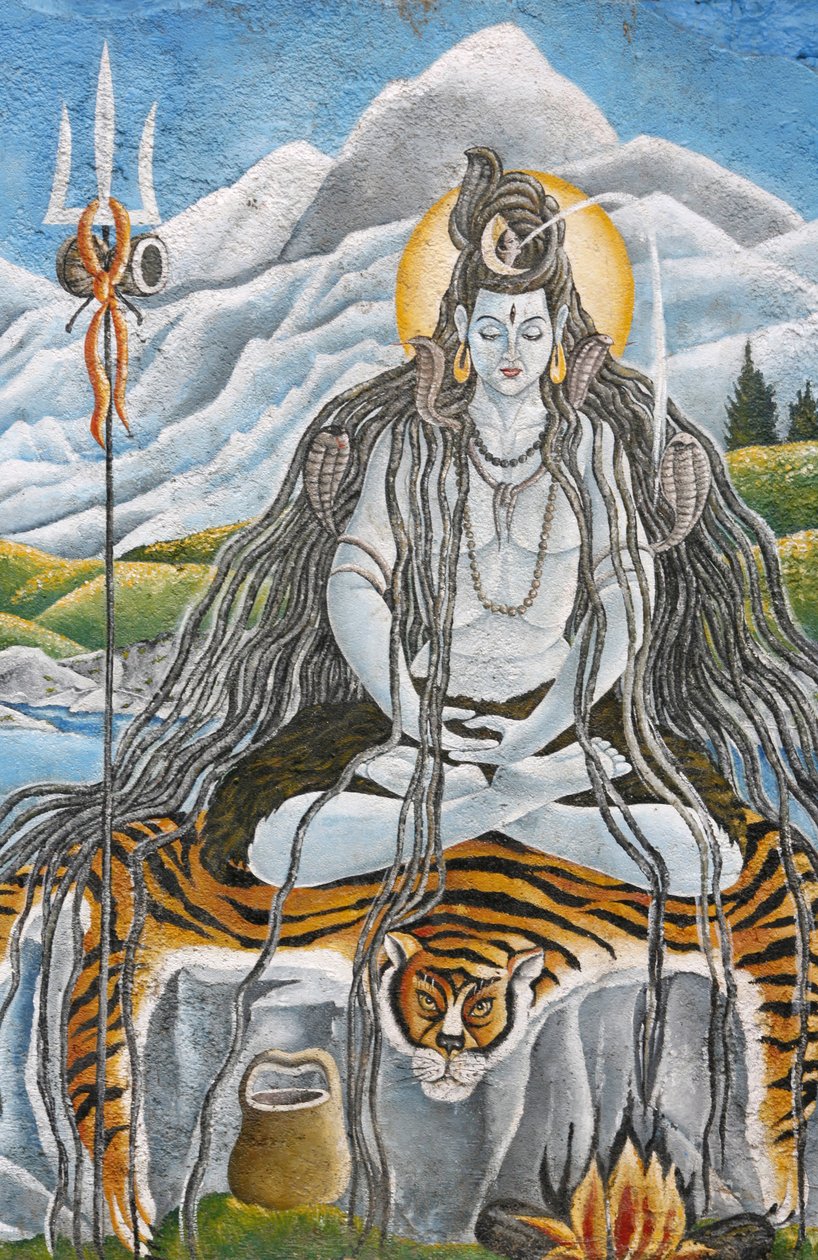Mediterer Shiva med naja-slanger i Pashupatinath, Kathmandu, Nepal af Unbekannt