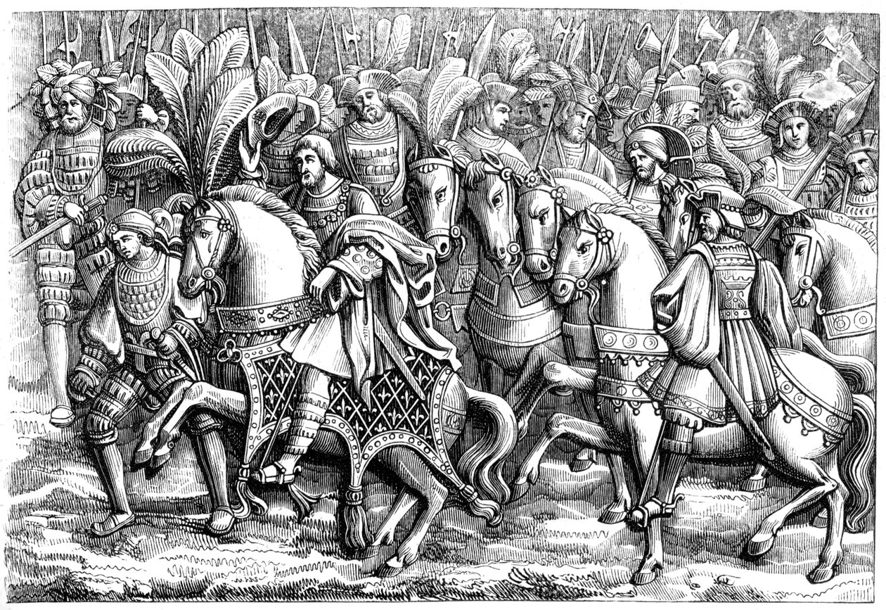 Møde på Guldklædets Mark, c1500-tallet 1849 af Unbekannt