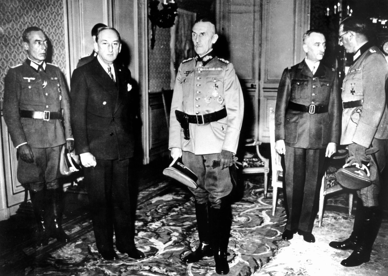Møde mellem tyske officerer og franske Vichy-embedsmænd, Frankrig, 1940-1944 af Unbekannt