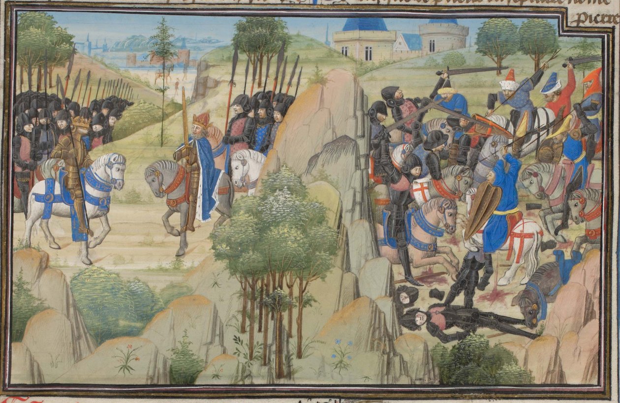 Møde mellem Conrad III af Tyskland og Louis VII af Frankrig. Miniature fra Historia af Vilhelm af Tyrus, 1460