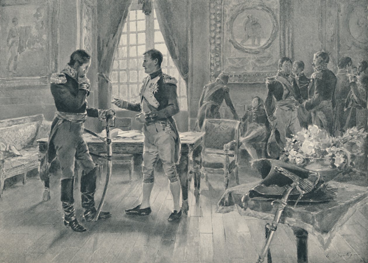 Møde mellem Napoleon og Tolstoi i Paris, 1807, 1896 af Unbekannt