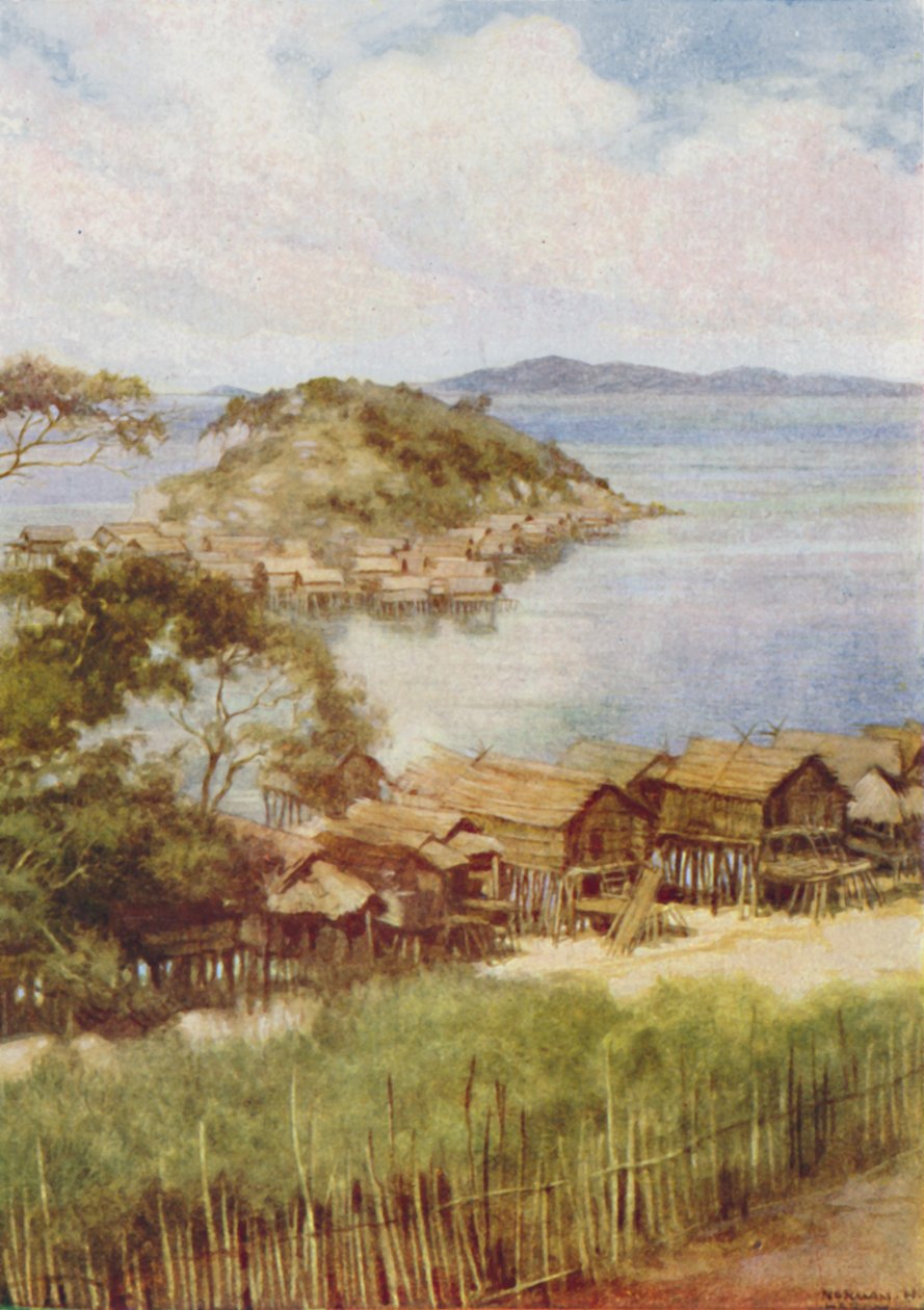 Melanesisk landsby, 1924 af Unbekannt