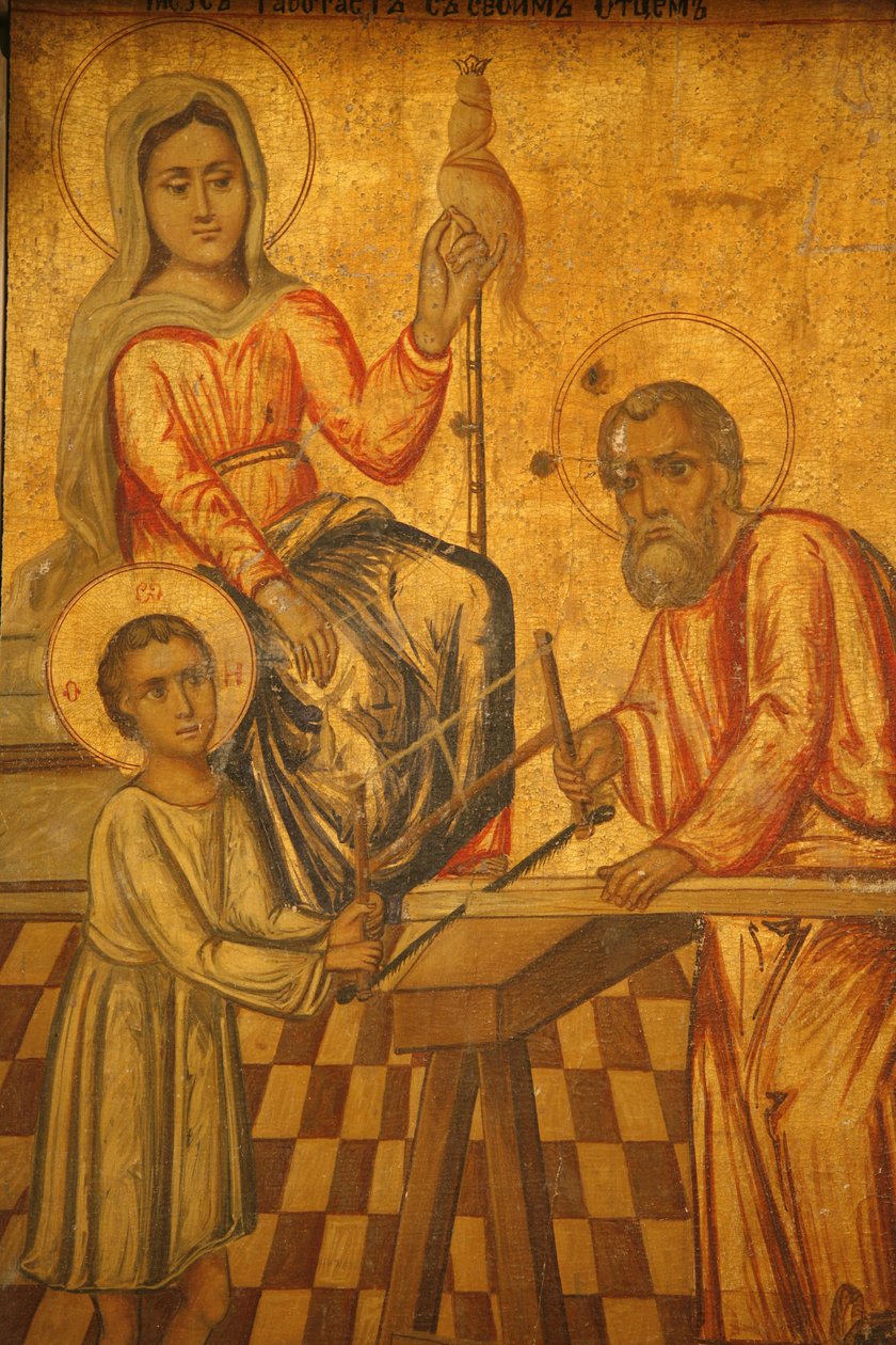 Melkitikon: Jesus arbejder sammen med sin far, Nazareth, Israel af Unbekannt
