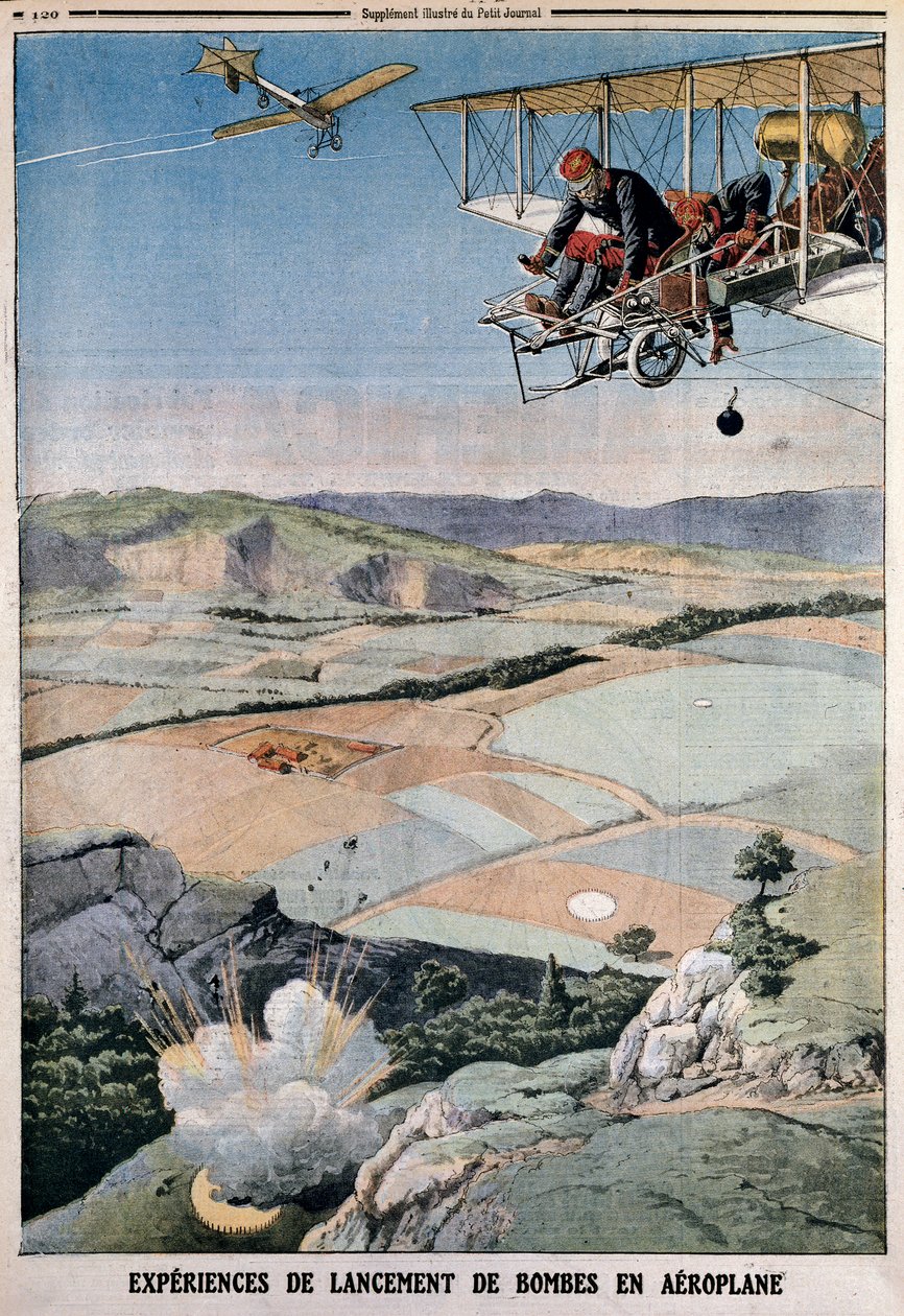 Medlemmer af det franske luftkorps på bombeøvelser i Chalons, 1912 af Unbekannt