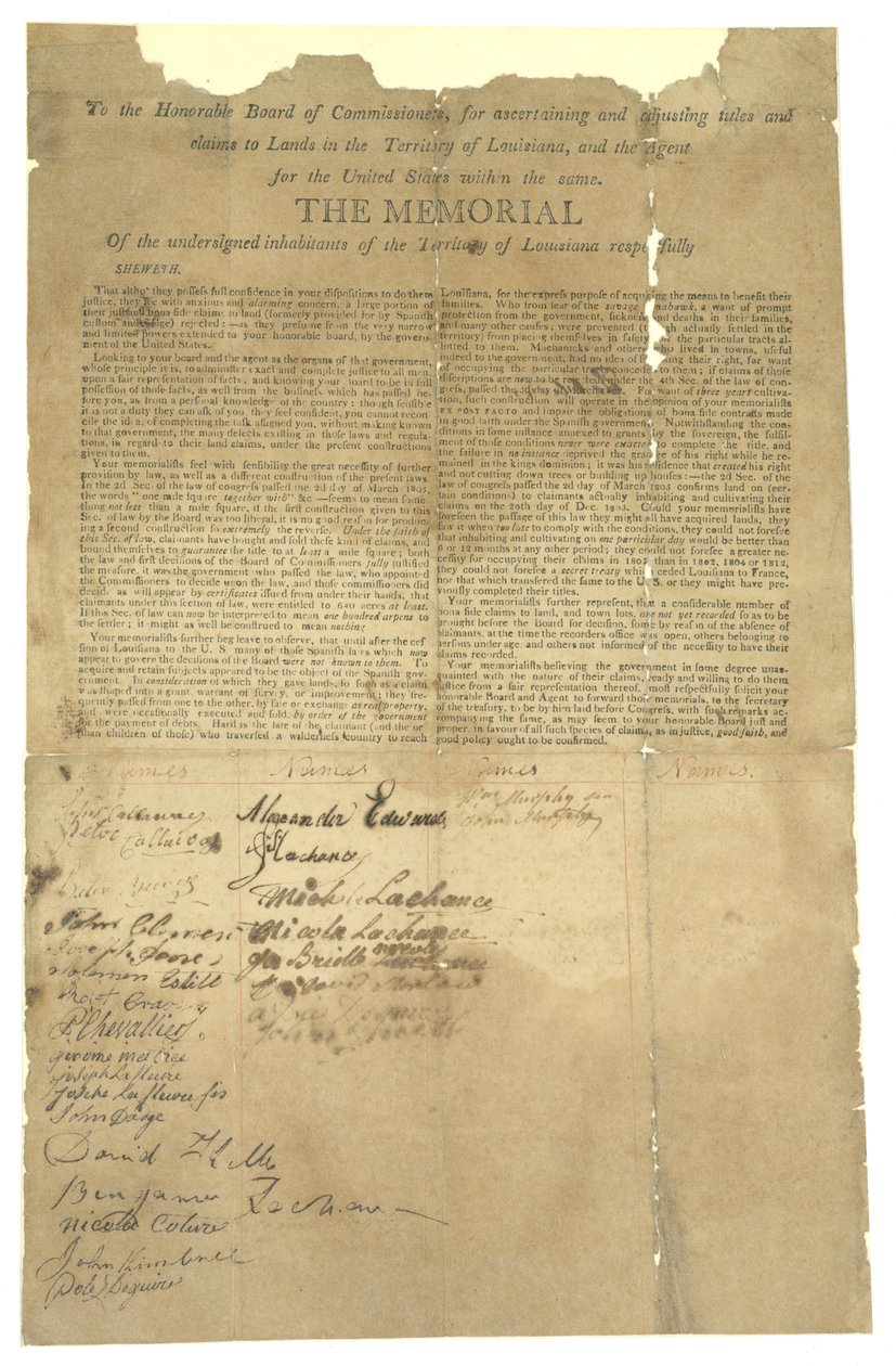 Mindesmærke for det ærede kommissærråd for justering af jordkrav i Louisianas territorium, 1803-1815 af Unbekannt