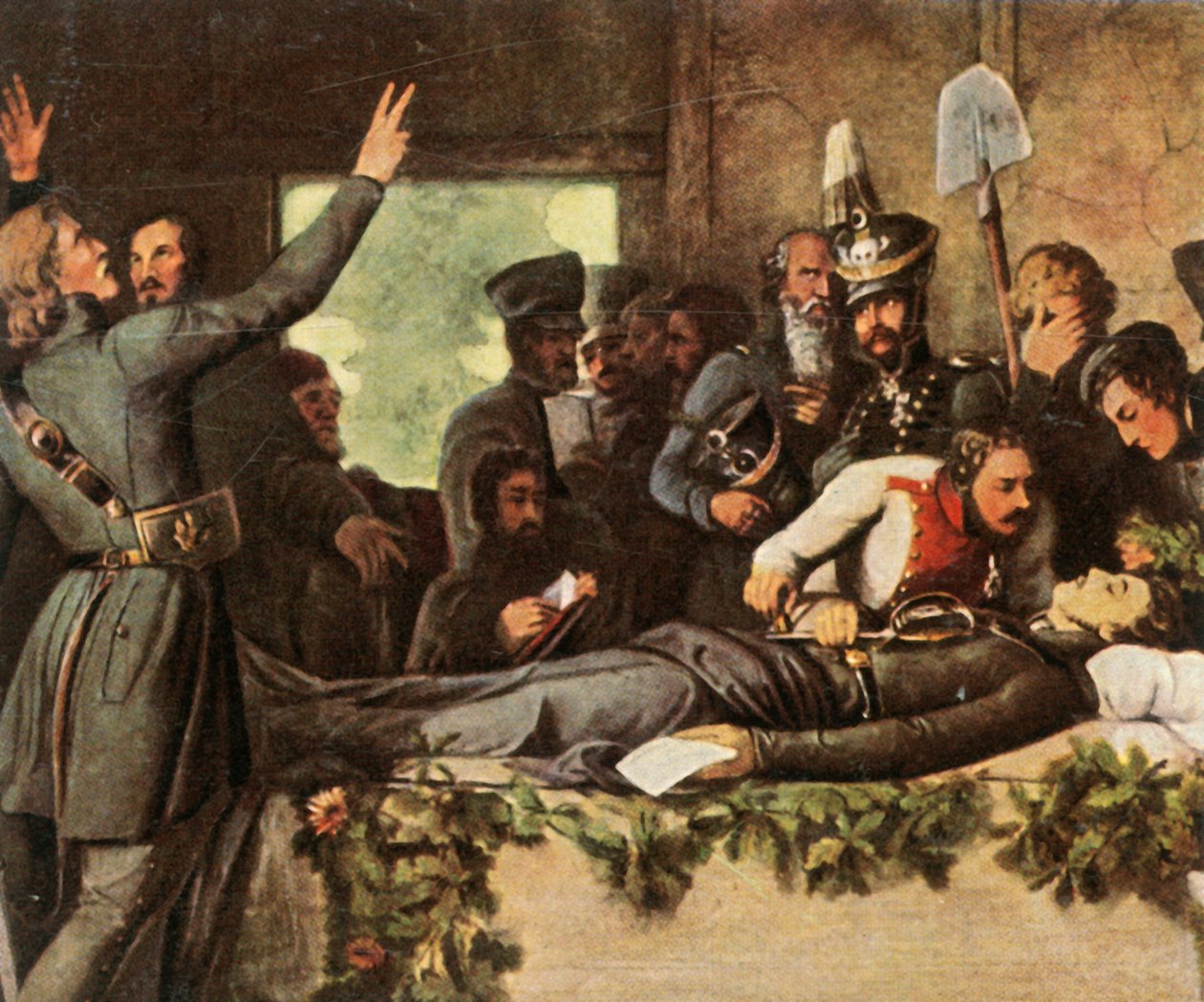 Mænd fra Lützow Frikorps med Körners lig, 26. august 1813, 1936. af Unbekannt