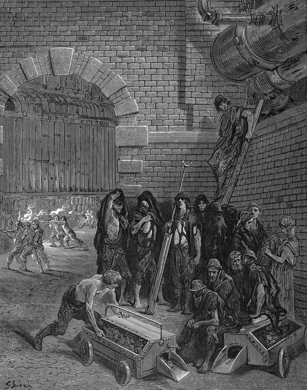 Mænd, der tager en pause fra at oplade replikkerne, Lambeth Gasworks, 1872 af Unbekannt