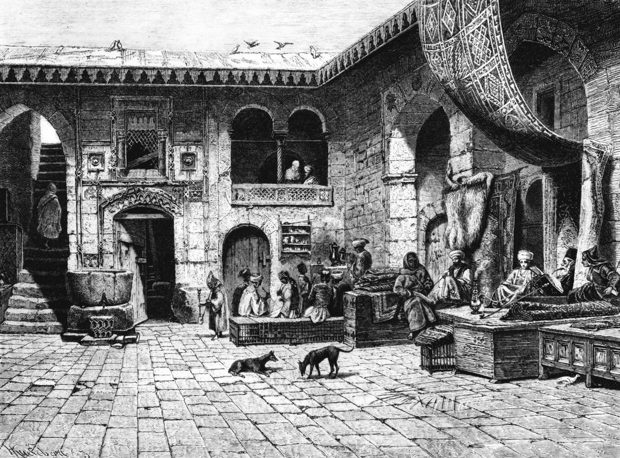 Merchants of Carpet til Khan El-Country Cottage, 1880 af Unbekannt