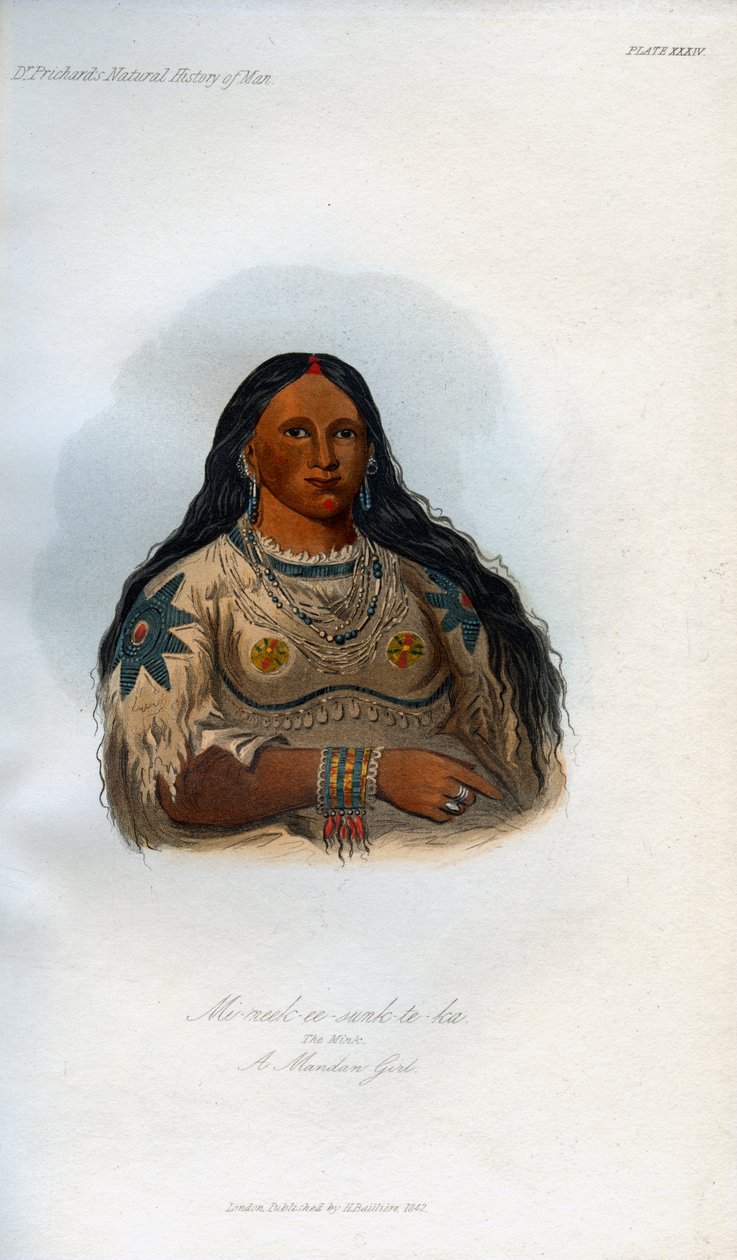 Mi-neek-ee-sank-te-ka, The Mink, A Mandan Girl, 1848 af Unbekannt