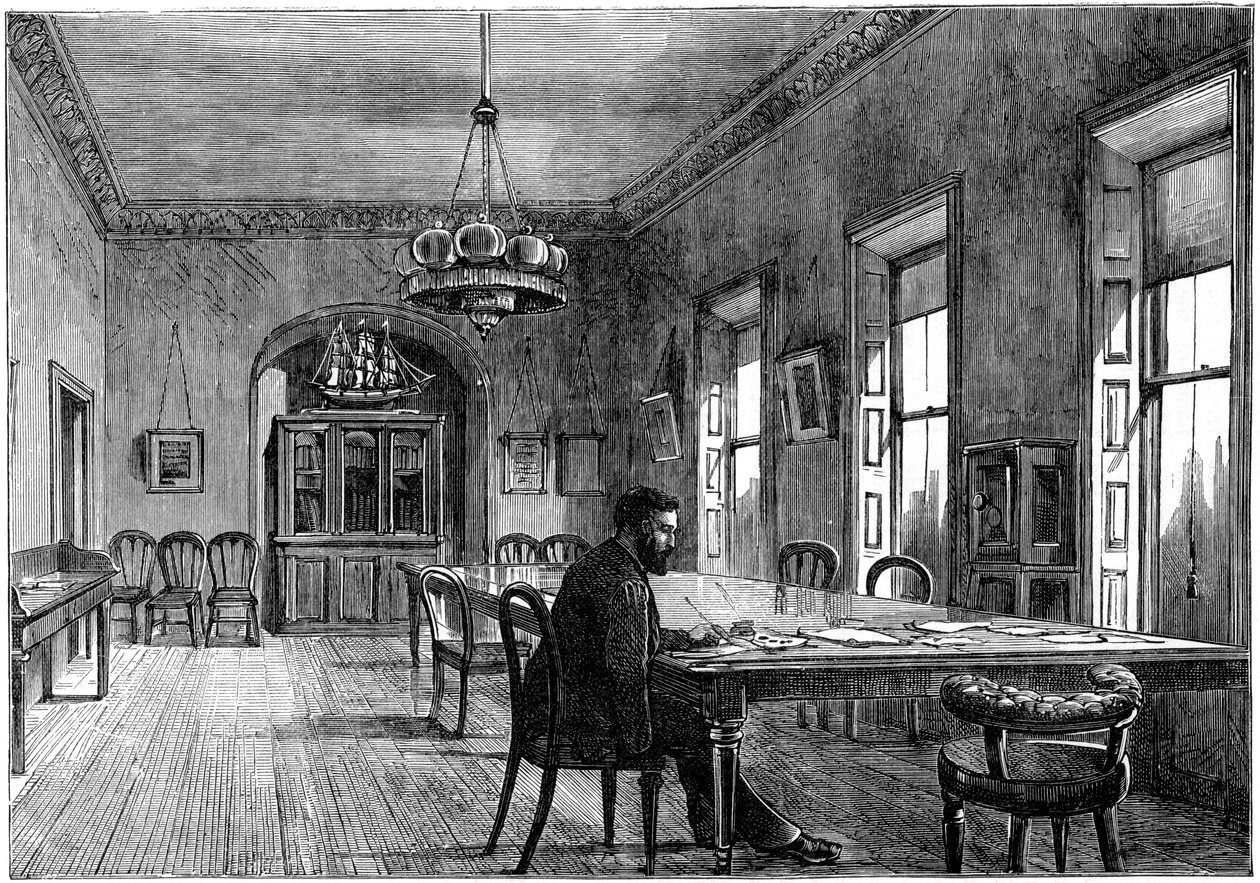 Michael Davitt i udvalgsrummet i Land League, Upper Sackville Street, Dublin, 1891 af Unbekannt