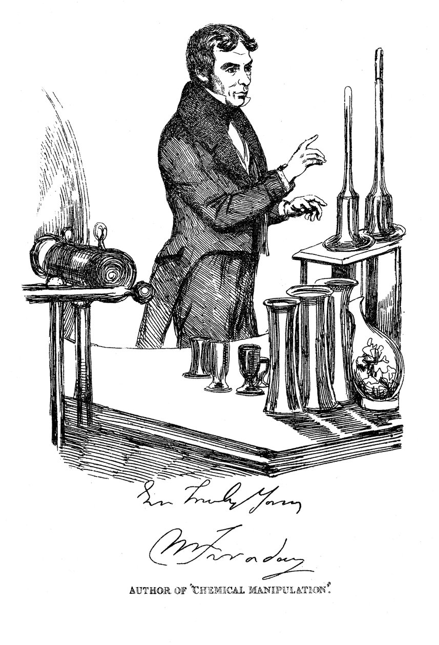 Michael Faraday forelæser ved Royal Institution, London, c1835 af Unbekannt