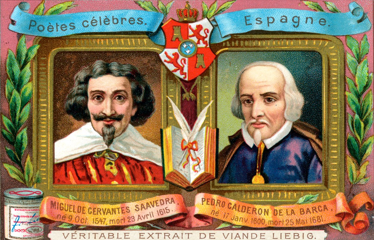 Miguel de Cervantes Saavedra og Pedro Calderon De La Barca, c1900 af Unbekannt