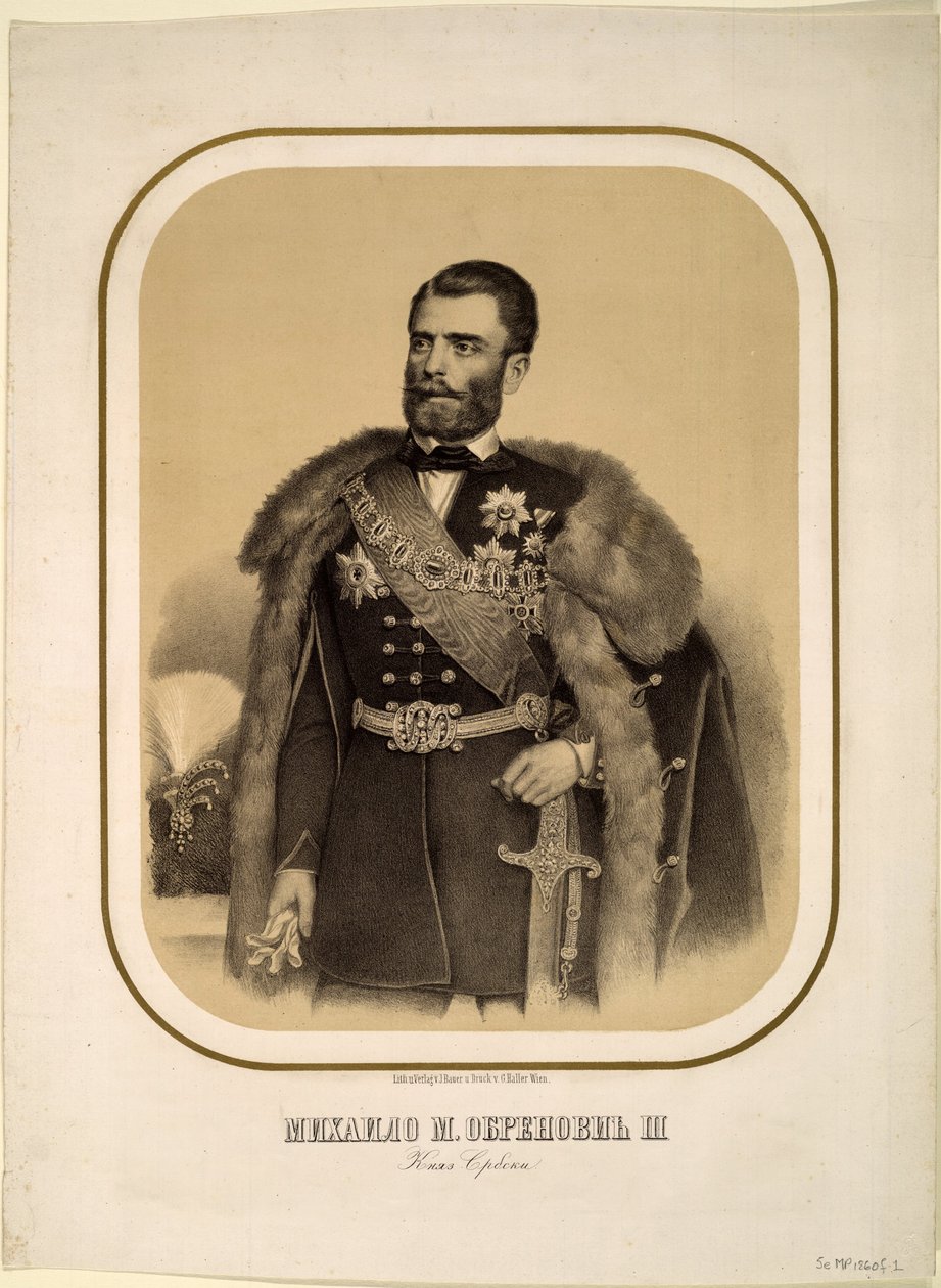 Mihailo Obrenovic III 1823-1868, prins af Serbien, ca 1860 af Unbekannt