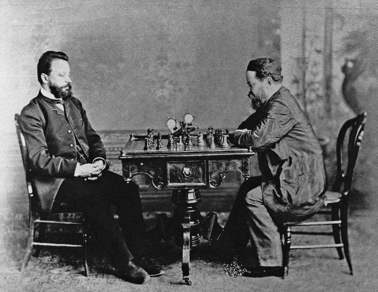 Mikhail Chigorin 1850-1908 og William Steinitz 1836-1900 i Havana, 1880, 1880 af Unbekannt