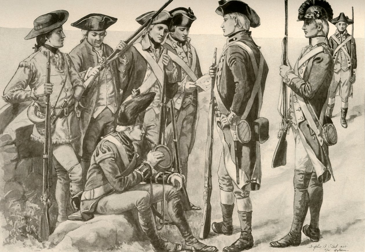 Militære uniformer i Amerika, c1770, 1937. af Unbekannt