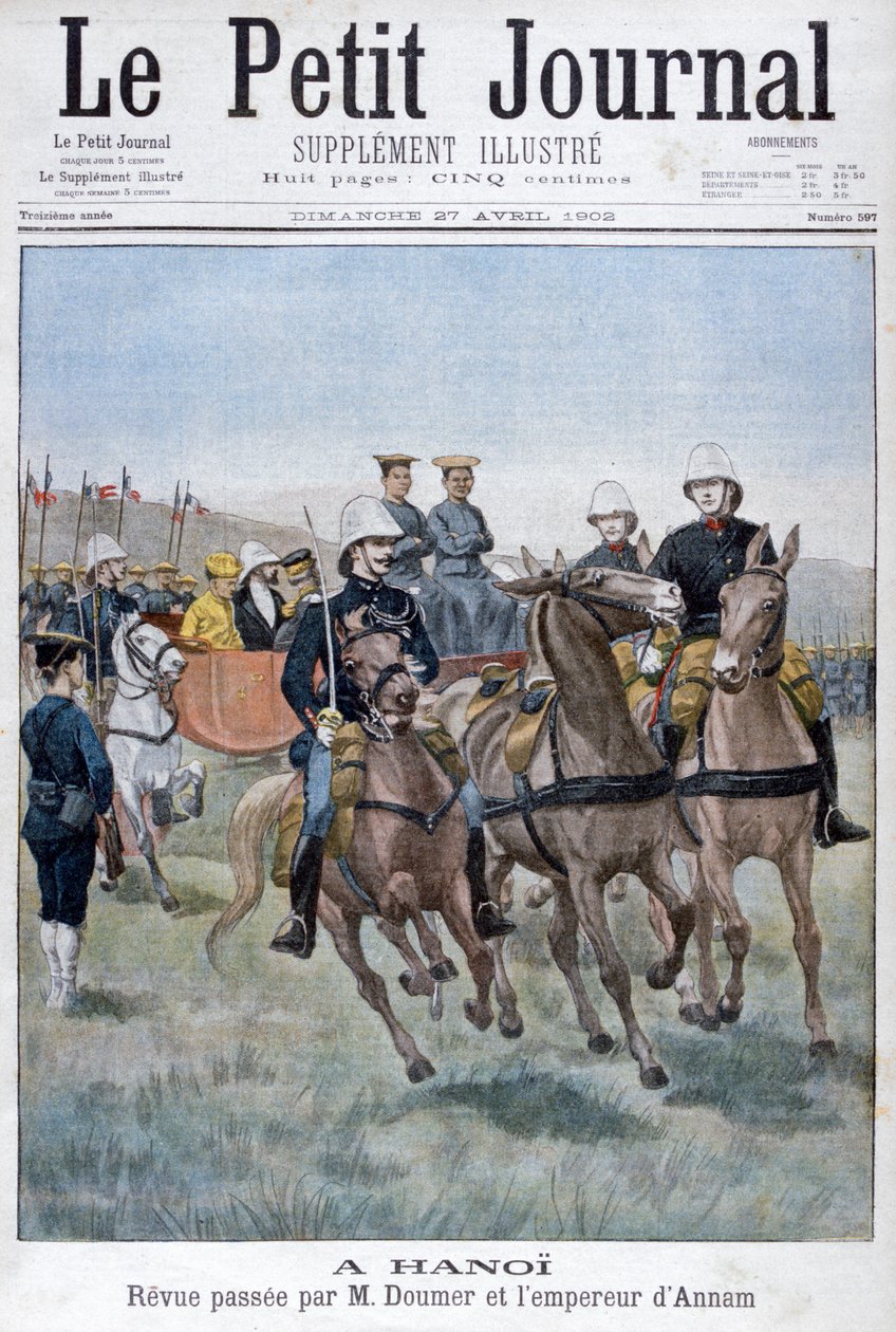Militær anmeldelse af Paul Doumer og kejseren af Annam, Hanoi, Indokina, 1902 af Unbekannt