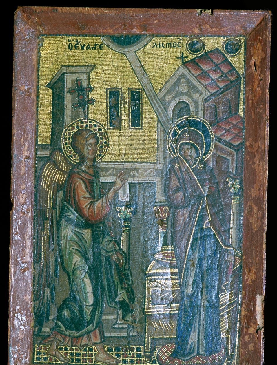 Miniature byzantinsk mosaik af bebudelsen, 1300-tallet af Unbekannt