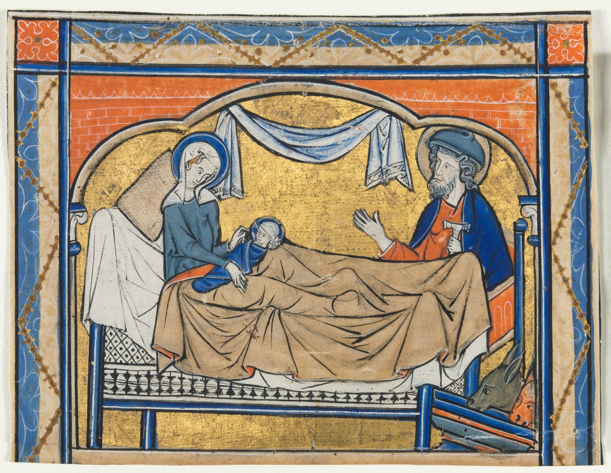 Miniature udskåret fra en Psalter: Fødselen, ca. 1270. af Unbekannt